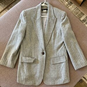 Gray Wool Pinstripe Blazer